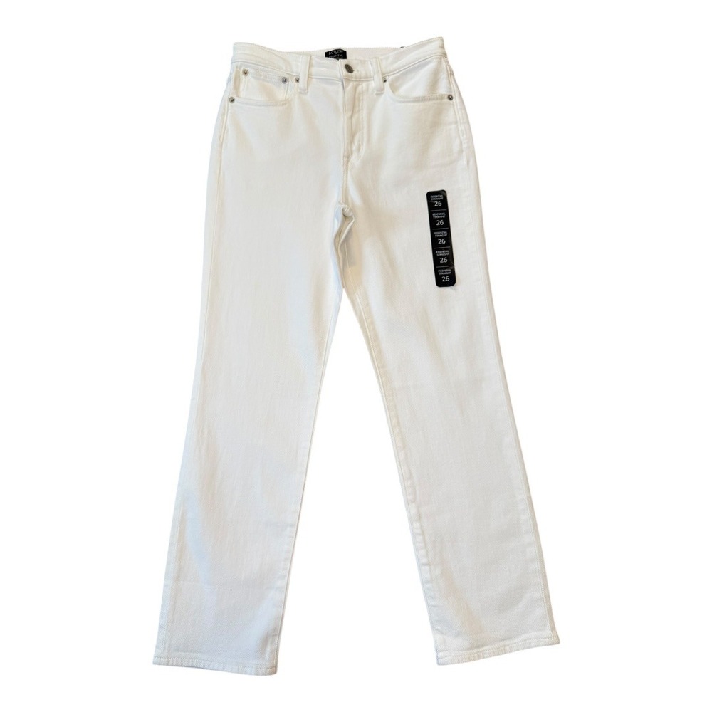 J.Crew Essential Straight White Denim Jeans All Day Stretch Womens Size 4 (26)